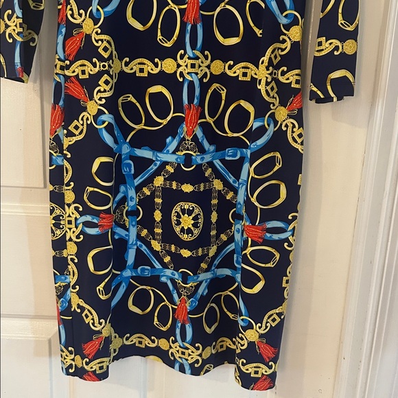 J. McLaughlin Vibrant Catalina Cloth Sophia Tassel & Chain Print Dress Size S - Picture 3 of 8